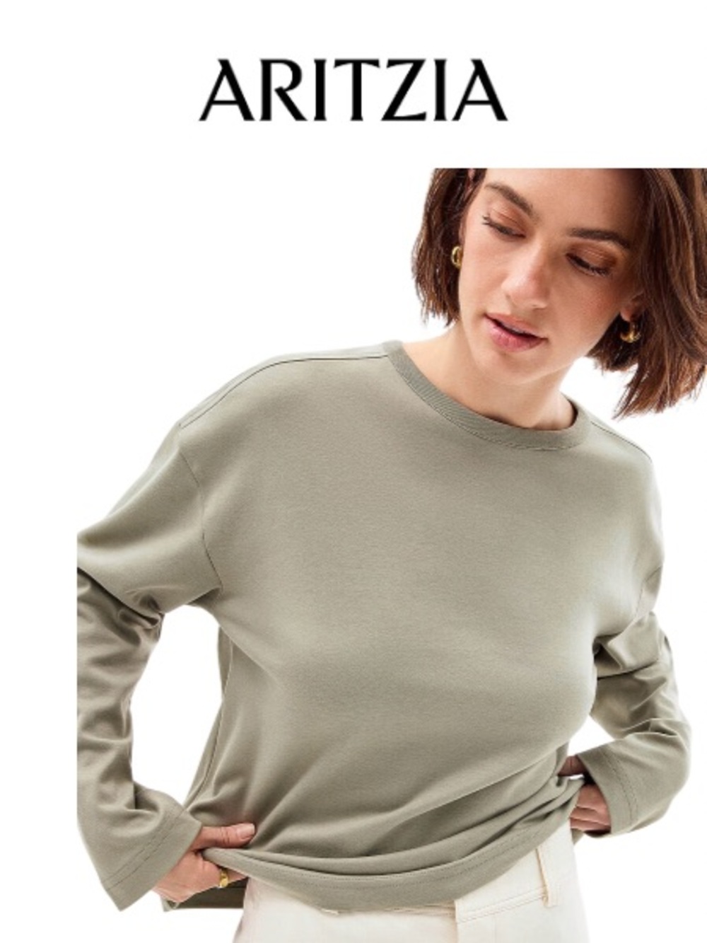 Babaton Crewneck Tee in Sage